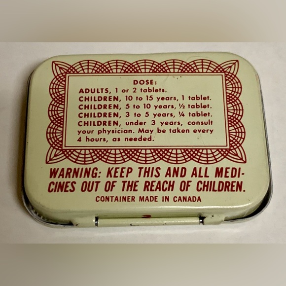 Mid Century Vintage CERTIFIED Brand Aspirin Hinge Lidded Medicine Tin - Picture 4 of 16